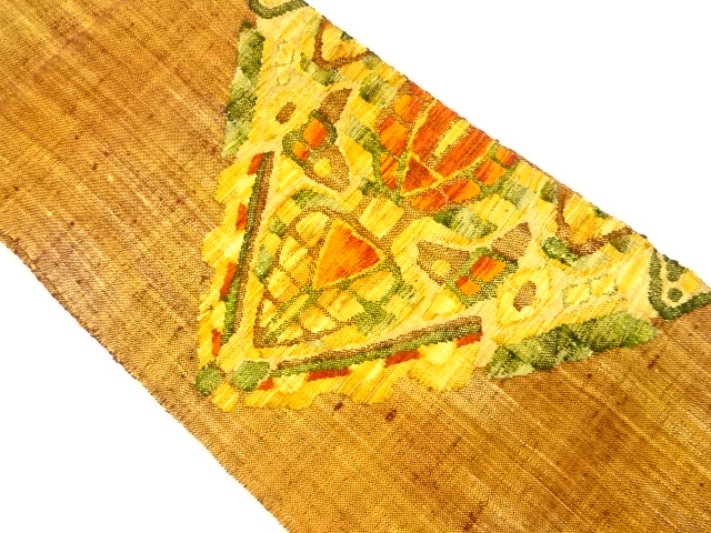 JAPANESE NAGOYA OBI / MAWATA TSUMUGI / WOVEN GEOMETRIC